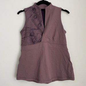 Lululemon Kimono Peacock Print V Neck Tank Top Lavender